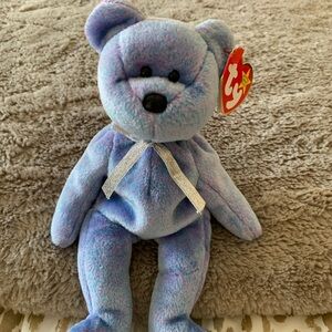 Ty Clubby II Beanie Baby Bluish Lavender Stuffed Animal Plush Bear